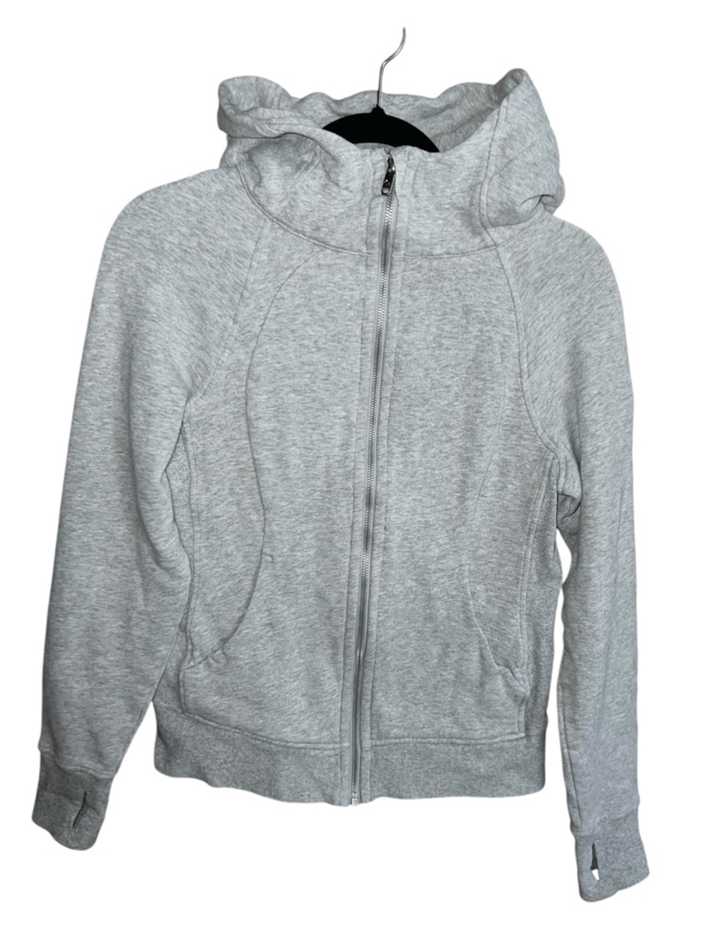 LULULEMON Scuba Hoodie 6 Light Grey Cotton Fleece Sweater Thumbholes W4AWNS
